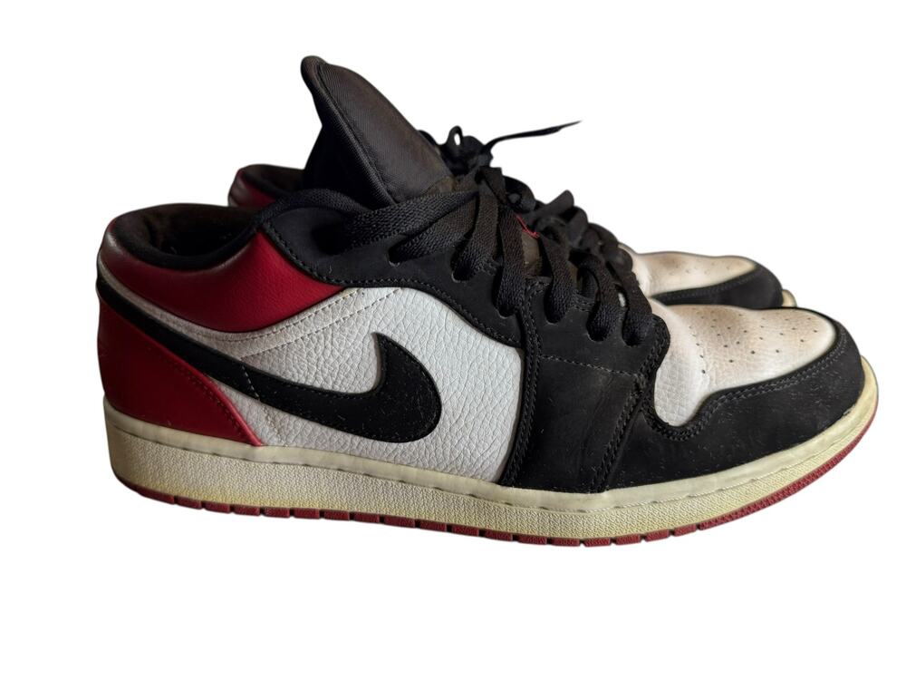 Nike Air Jordan 1 Low Black Toe Red White Retro Bred 553558-116, Men's Size 12